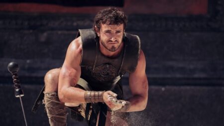 Paul Mescal com Lucius em Gladiador II (Divulgação / Paramount Pictures)
