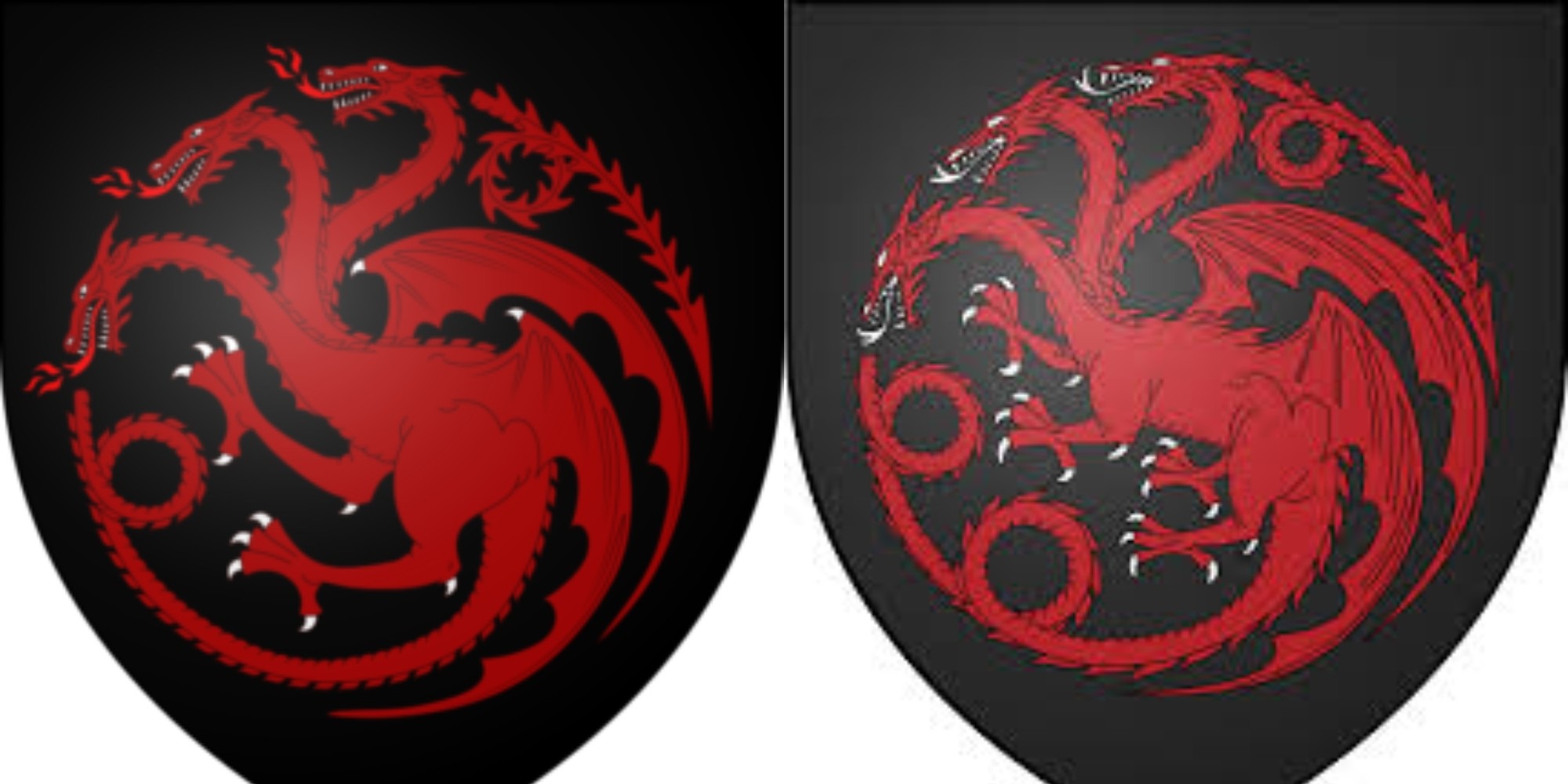 George R. R. Martin aponta desleixo no Brasão Targaryen em Game of Thrones e A Casa do Dragão 1 Brasão Targaryen Correto / Brasão Targaryen Incorreto
