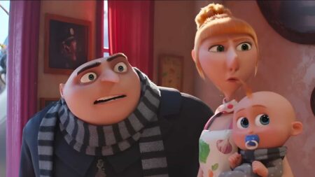 Gru, Lucy e Gry Jr. em Meu Malvado Favorito 4 (Reprodução / Illumination)