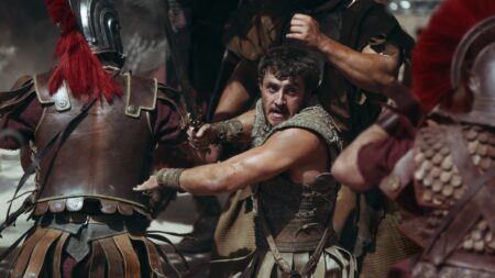 Paul Mescal com Lucius em Gladiador II (Divulgação / Paramount Pictures)