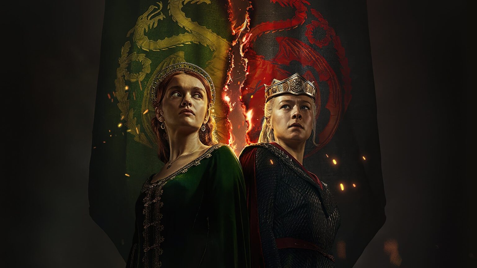 Alicent e Rhaenyra em cartaz de A Casa do Dragão (Divulgação / HBO)