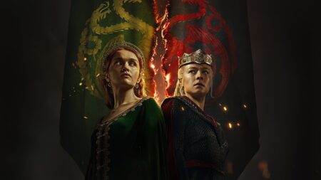 Alicent e Rhaenyra em cartaz de A Casa do Dragão (Divulgação / HBO)