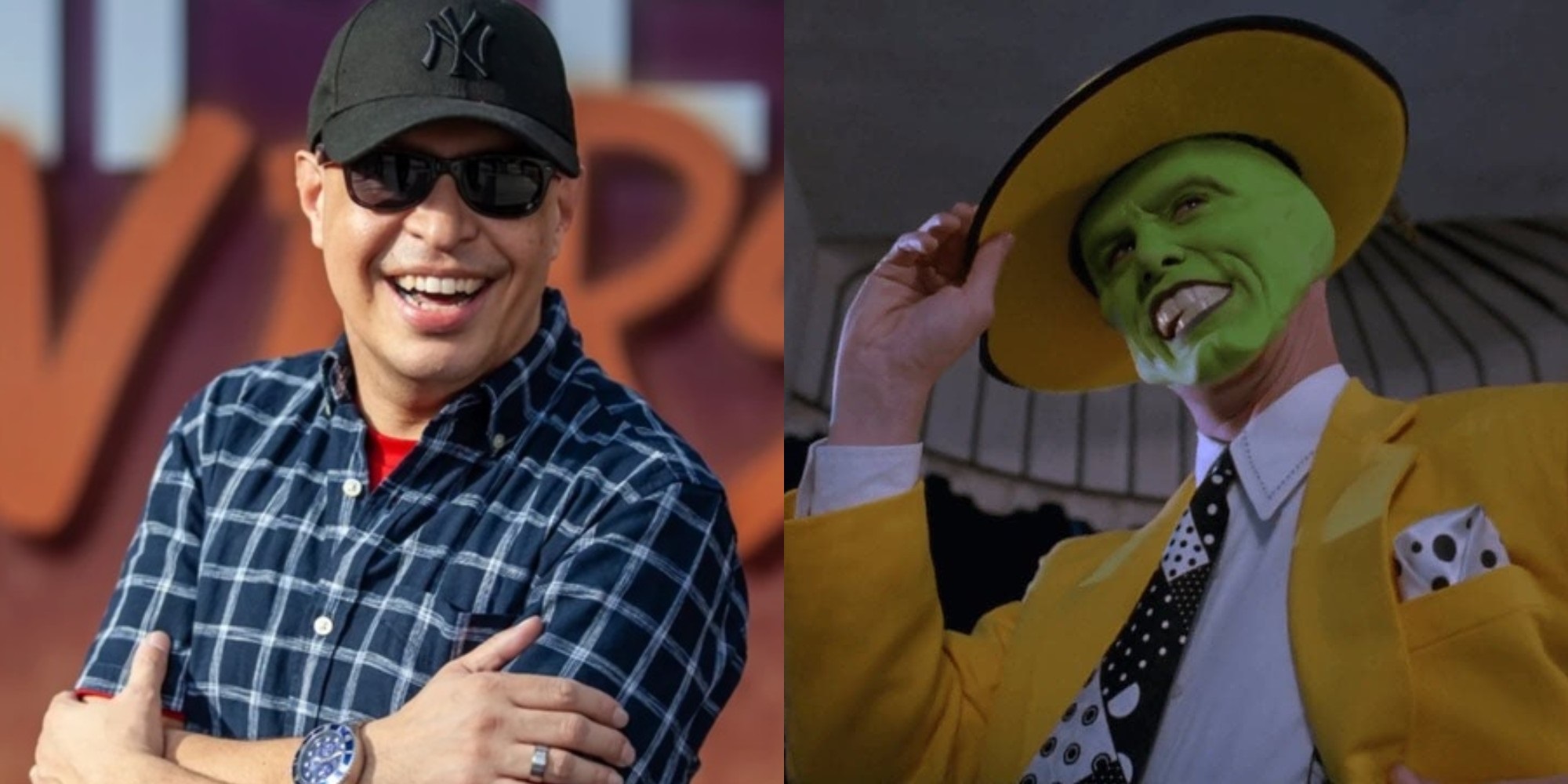 Marco Ribeiro relembra dublagem de O Máskara 1 Marco Ribeiro / Jim Carrey em cena de o Máskara (Reprodução)