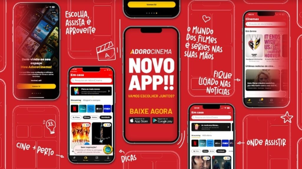 AdoroCinema lança aplicativo que ajuda o público a escolher o que assistir nos streamings AdoroCinema lança app para fãs de streamings e cinéfilos (Divulgação)