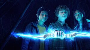 Aryan Simhadri, Walker Scobell e Leah Sava Jeffries) em Percy Jackson e os Olimpianos (Divulgação / Disney)