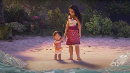 Moana e Simea em cena de Moana 2 (Reprodução / Disney)