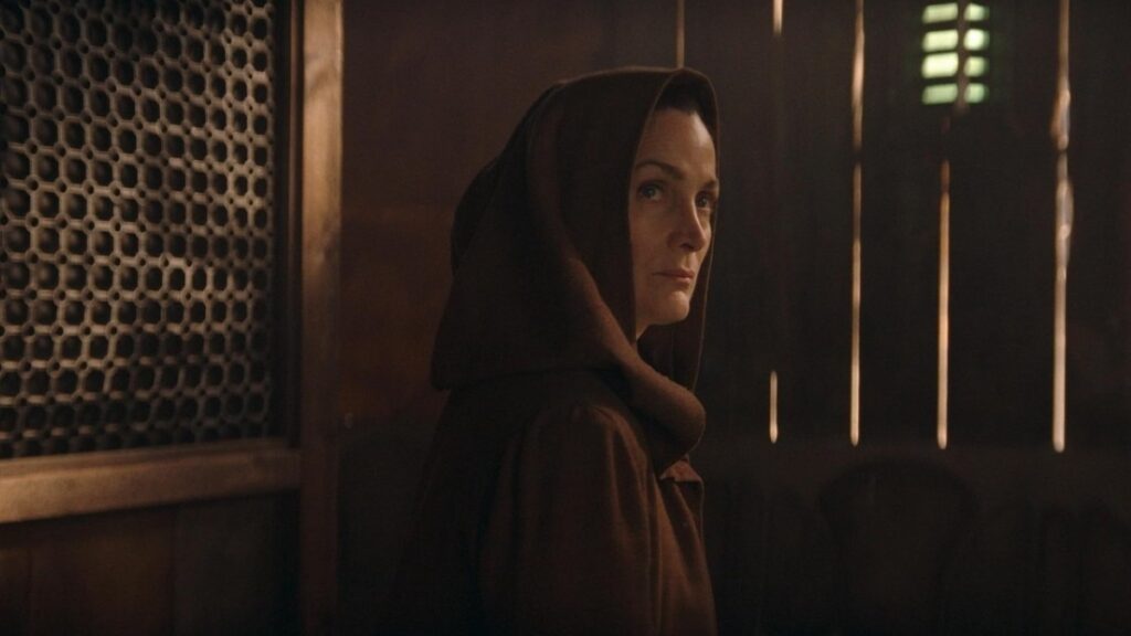 Carrie-Anne Moss revela como descobriu sobre o cancelamento de The Acolyte Carrie-Anne Moss como Indara em Star Wars: The Acolyte (Reprodução / Disney+)