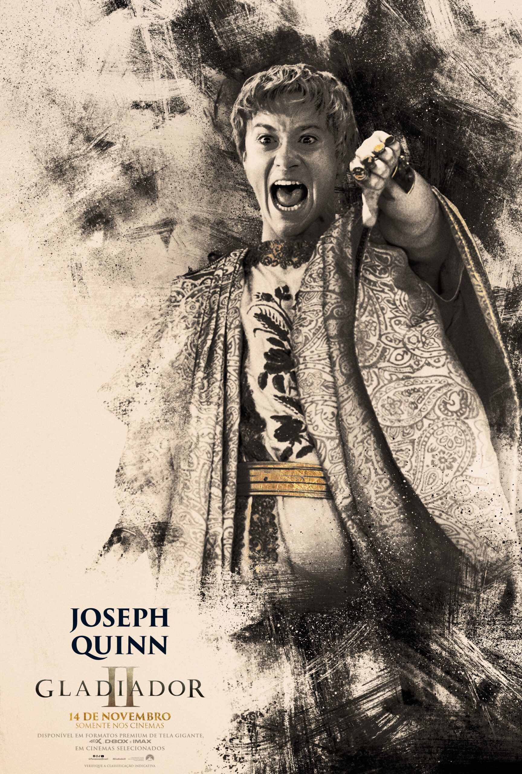 Joseph Quinn no pôster de Gladiador II (Divulgação / Paramount)