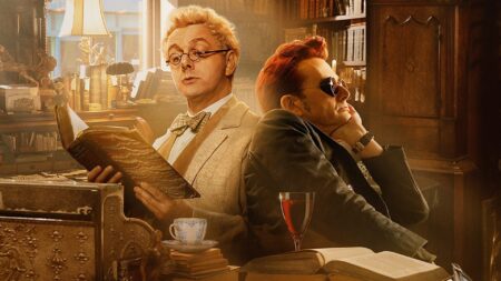 Belas Maldições terminará como um filme Michael Sheen e David Tennant em Belas Maldições (Divulgação / Prime Video)