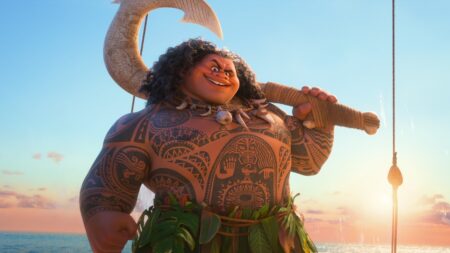 Maui (Dwayne Johnson) em Moana 2 (Reprodução / Disney)