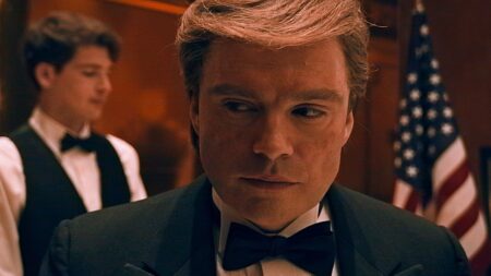 Sebastian Stan como Donald Trump em O Aprendiz (Reprodução)