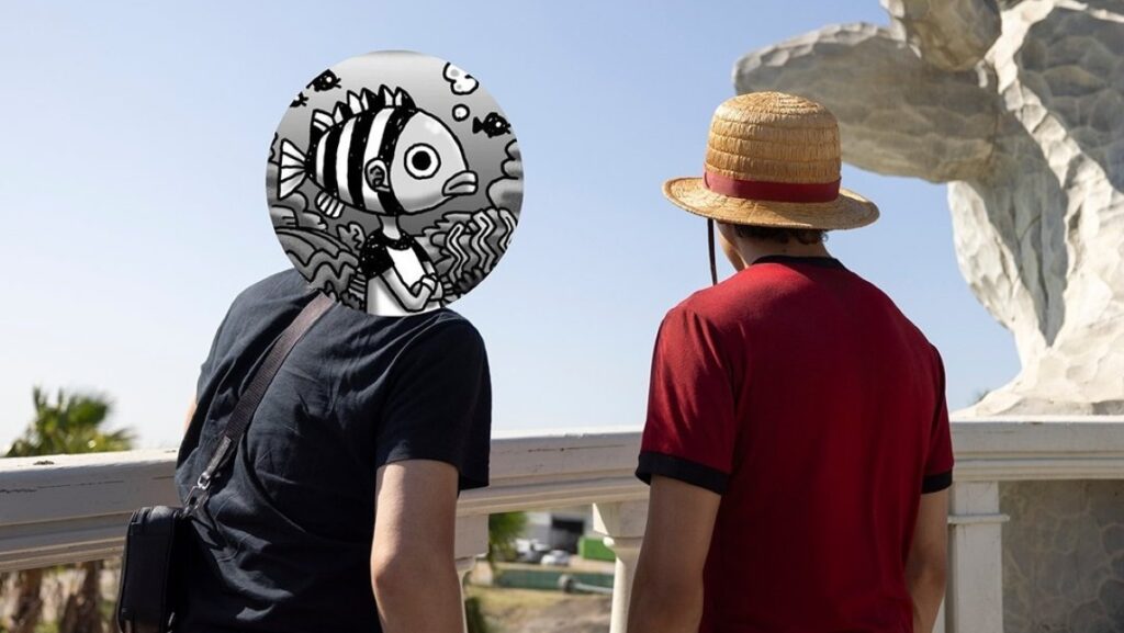 Eiichiro Oda no set de One Piece: A Série (Divulgação / Netflix)