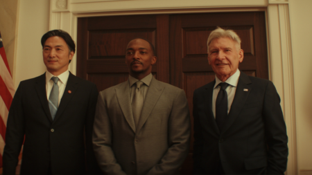 Anthony Mackie e Harrison Ford em Capitão América: Admirável Mundo Novo (Reprodução / Marvel)