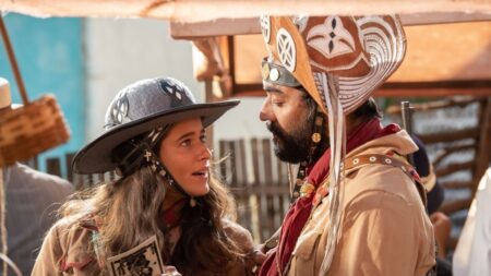 Isadora Cruz e Josué Thomás Aquino em Guerreiros do Sol (Globo / Estevam Avellar)