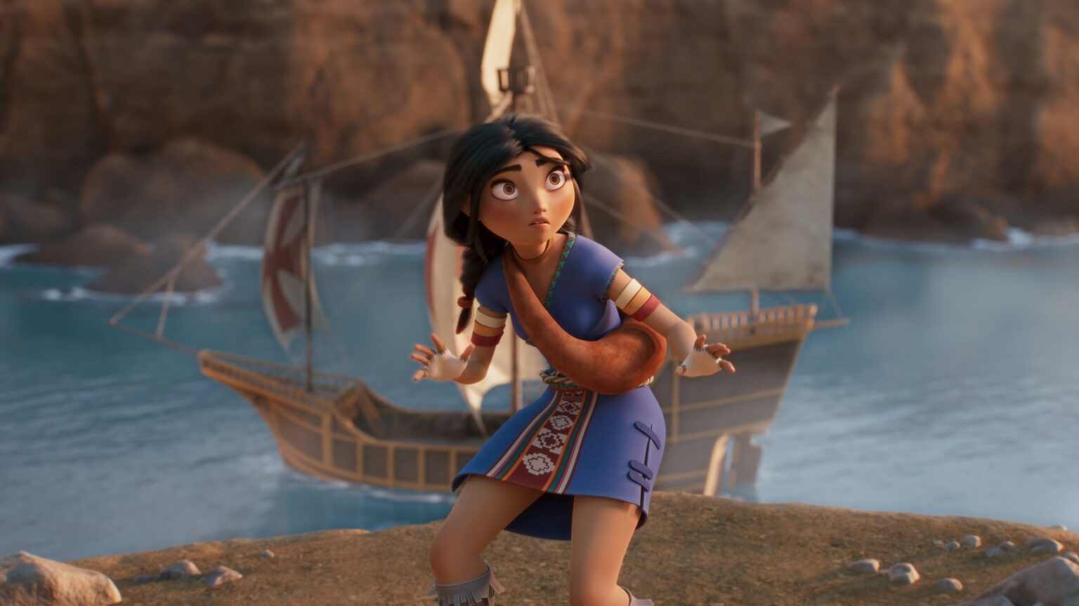 Jovem desafia tradições em Kayara: A Princesa Inca, assista ao trailer Kayara (Naomi Serrano) em Kayara: A Princesa Inca (Reprodução / Paris Filmes)