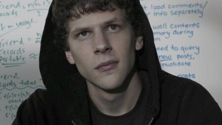 Jesse Eisenberg como Mark Zuckerberg em A Rede Social (Reprodução)