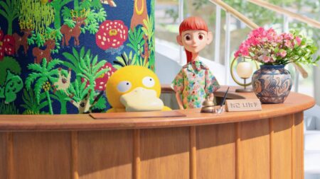 Psyduck e Haru em A Concierge Pokémon (Reprodução / Netflix)