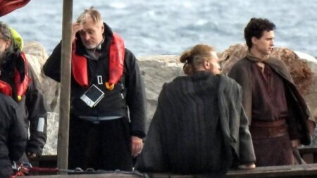Foto do set de A Odisseia (Reprodução / X)