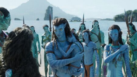 Sam Worthington como Jake Sully em Avatar: O Caminho da Água (Reprodução / Disney)