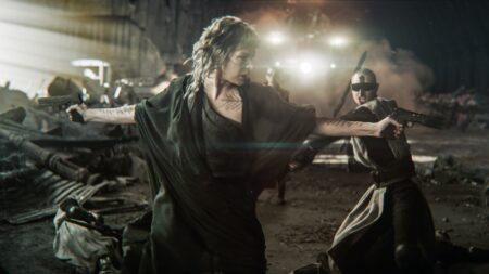 Milla Jovovich exalta trabalho do marido em Nas Terras Perdidas Milla Jovovich como Gray Alys em Nas Terras Perdidas (Reprodução / Diamond Films)