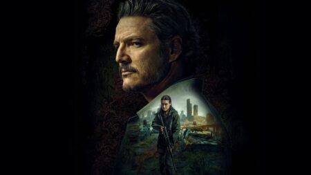 Pedro Pascal como Joel e Bella Ramsey como Ellie no pôster de The Last of Us (Divulgação / HBO)