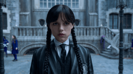 Jenna Ortega como Wandinha Addams em Wandinha (Reprodução / Netflix)