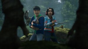 4ª temporada de ‘Jurassic World: Teoria do Caos’ será grandiosa; entenda Kenji e Sammy Gutierrez em Jurassic World: Teoria do Caos (Divulgação / Netflix)
