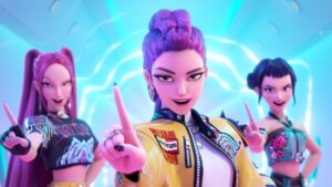 Animação ‘Guerreiras do K-Pop’ faz história nos cinemas Zoey (Ji-Young Yoo), Rumi (Arden Cho) e Mira (May Hong) em Guerreiras do K-Pop (Reprodução / Netflix)