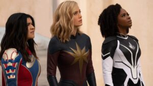 Nia DaCosta revela o maior obstáculo ao trabalhar em As Marvels Iman Vellani, Brie Larson e Teyonah Parris em As Marvels (Reprodução / Marvel)