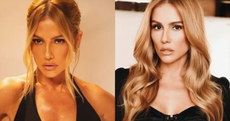 Deborah Secco em dois ensaios distintos, com foco no rosto