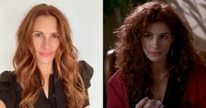 Julia Roberts atualmente e em cena do filme Uma Linda Mulher