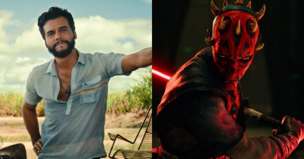 Wagner Moura integra universo Star Wars em nova série animada; confira teaser Wagner Moura em cena ao ar livre, usando camisa clara, ao lado de imagem do personagem Darth Maul empunhando sabre de luz vermelho em arte de divulgação de Star Wars: Maul – Lorde das Sombras