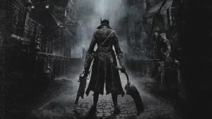 Bloodborne vai ganhar filme e anúncio da Sony anima fãs; entenda Personagem caçador de Bloodborne em rua escura de Yharnam com arquitetura gótica e atmosfera de terror noturna