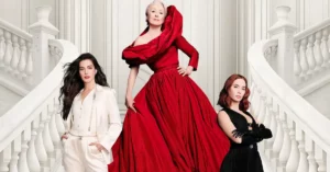 Trio principal de O Diabo Veste Prada 2 com Meryl Streep, Anne Hathaway e Emily Blunt em imagem promocional