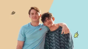 Kit Connor e Joe Locke em arte promocional de Heartstopper