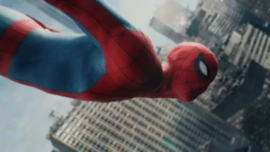 Peter Parker como Homem-Aranha em cena de Homem-Aranha : Um Novo Dia