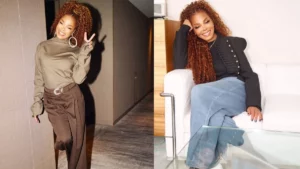 Montagem com duas fotos de Janet Jackson