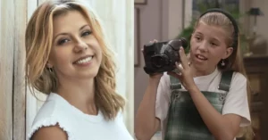 Atriz de ‘Três é Demais’ revela ganho com reprises e surpreende; confira Jodie Sweetin em foto atual ao lado de cena como Stephanie Tanner em Três é Demais