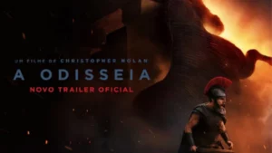 Imagem do trailer de "The Odyssey" com um cavaleiro