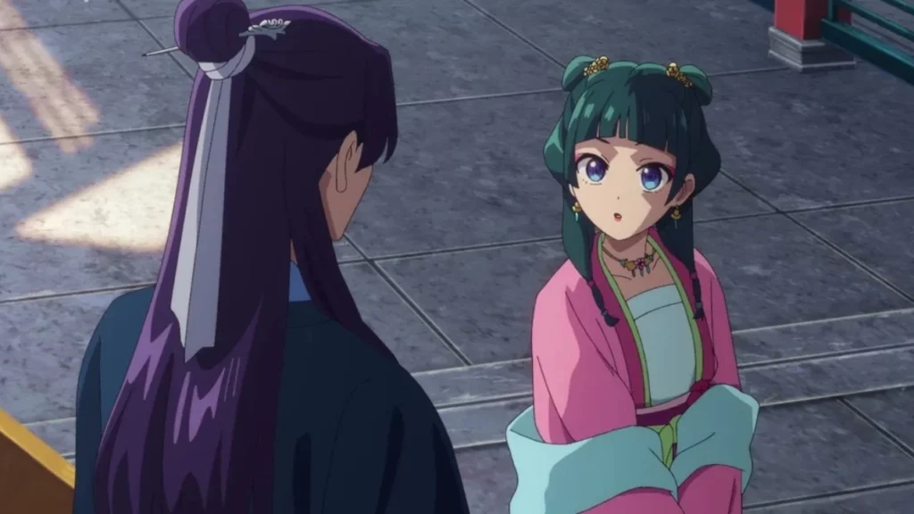 Diário de uma Apotecária 3ª temporada: o que esperar da nova fase 1 Personagens de Diário de uma Apotecária conversam em cena do anime.