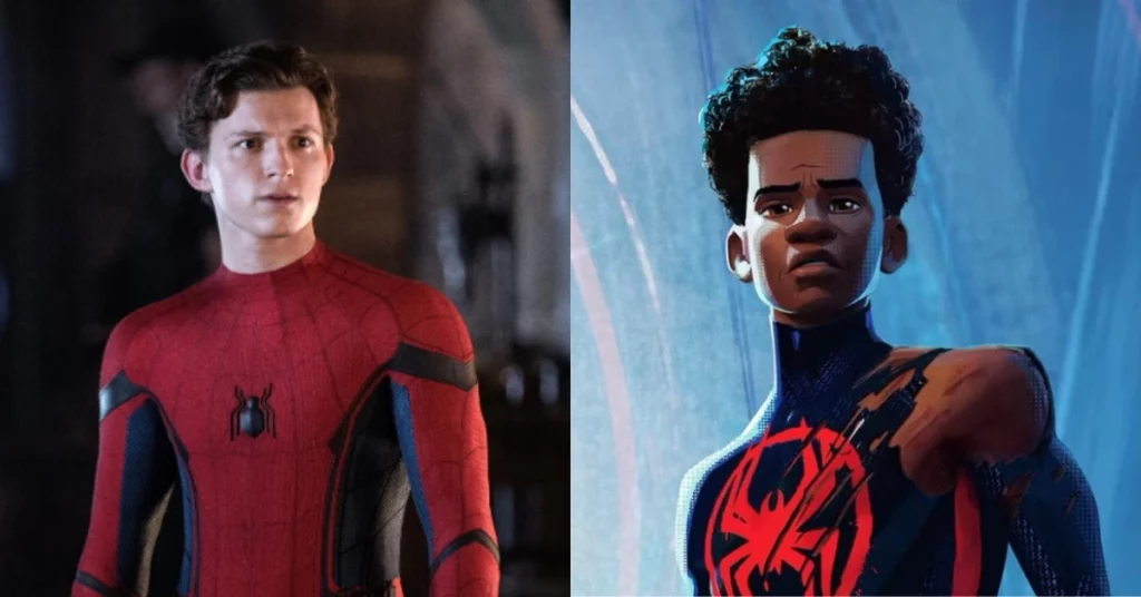 Homem-Aranha: Um Novo Dia acende expectativa sobre Miles Morales Montagem de Homem-Aranha: Um Novo Dia mostra Peter Parker ao lado da versão animada de Miles Morales, personagem desejado por Tom Holland no MCU