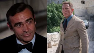 Montagem mostra Sean Connery e Daniel Craig caracterizados como James Bond em diferentes fases da franquia 007.