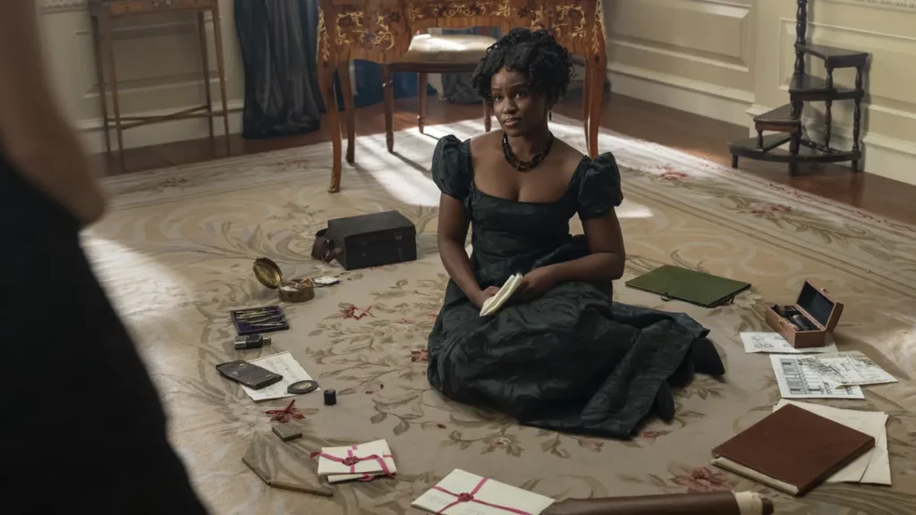 Bridgerton 5ª temporada: tudo sobre a nova fase da série Cena de Bridgerton 5.ª temporada com Masali Baduza interpretando Michaela Stirling
