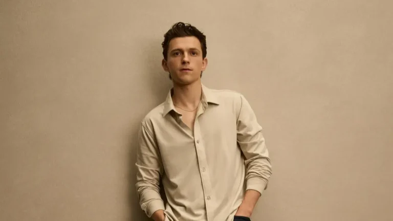 Tom Holland posa para foto em ensaio fotográfico.